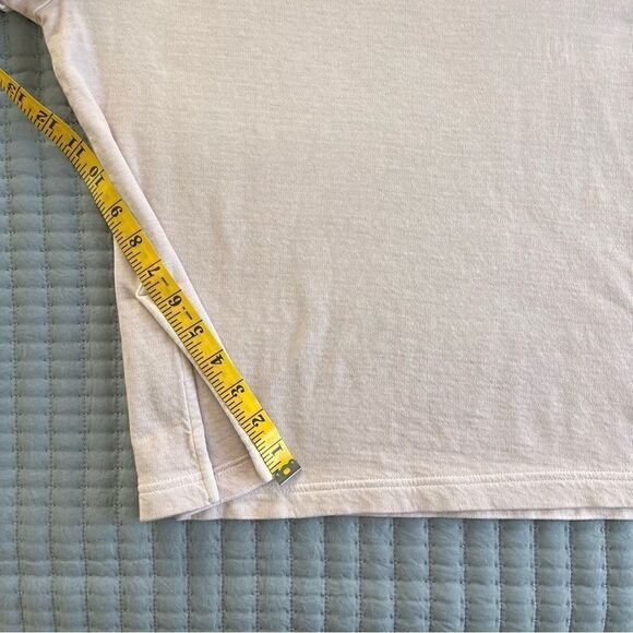 Athleta Women's Boxy Cut Short Sleeve Mid Weight Side Slit Light Pink Crewneck - Picture 8 of 12